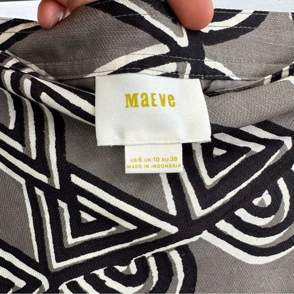 ⛔️SOLD⛔️Anthropologie Maeve Edessa Linen Brown Tribal Print Sarong Wrap Skirt Si - Picture 7 of 12